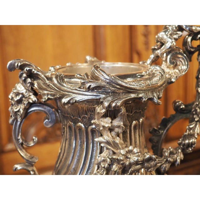 Antique Silvered Bronze Pitcher From France, Circa 1890 For Sale - Image 4 of 13