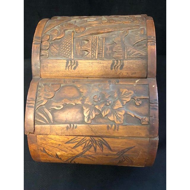 Mid-Century Hand-Carved Camphor Wood Scalloped Chest With Brass Latch For Sale - Image 13 of 18