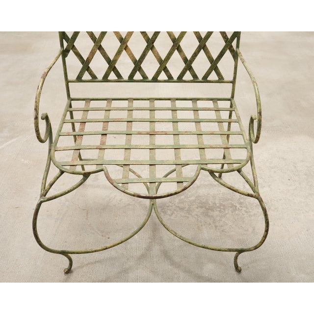 Set of Four Rose Tarlow Style Iron Lattice Garden Chairs For Sale - Image 14 of 18