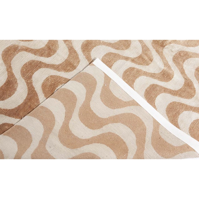 Modern Gold Waves Design Handmade Wool and Silk Rug by Doris Leslie Blau For Sale In New York - Image 6 of 6