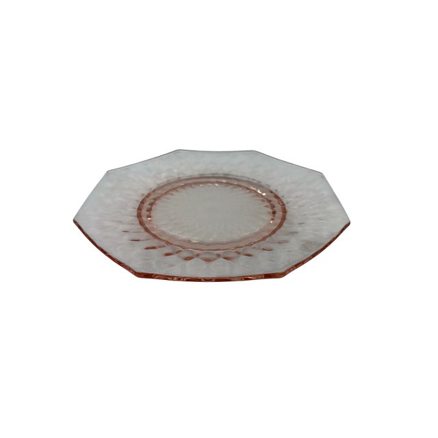 Mid 20th Century Mid 20th Century Pink Depression Glass Octagon Plates - Set of 7 For Sale - Image 5 of 15