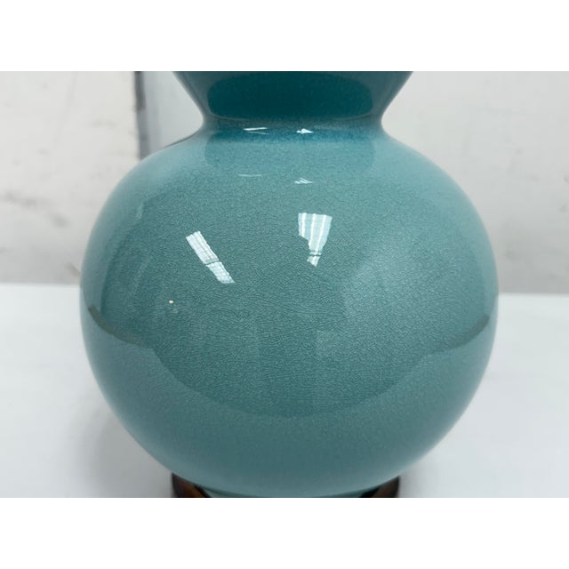 Celadon Ralph Lauren Celadon Crackle Double Gourd Ceramic Table Lamp For Sale - Image 8 of 12