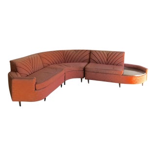 Mid-Century Modern Three Piece Pink Sectional Sofa For Sale