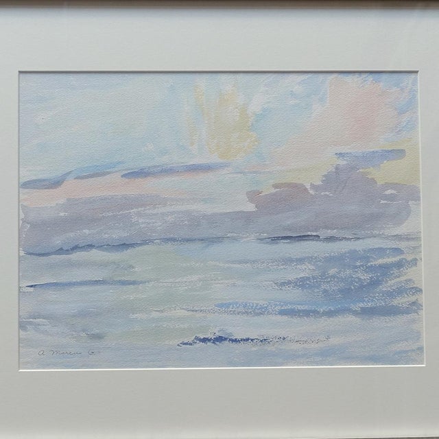 Late 20th Century Late 20th Century Original Seascape Watercolor Signed For Sale - Image 5 of 6