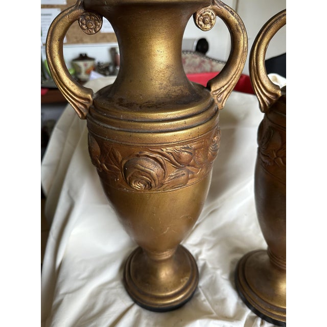 1930s Bronze-Colored Plaster Amphoras, Set of 2 For Sale - Image 5 of 7