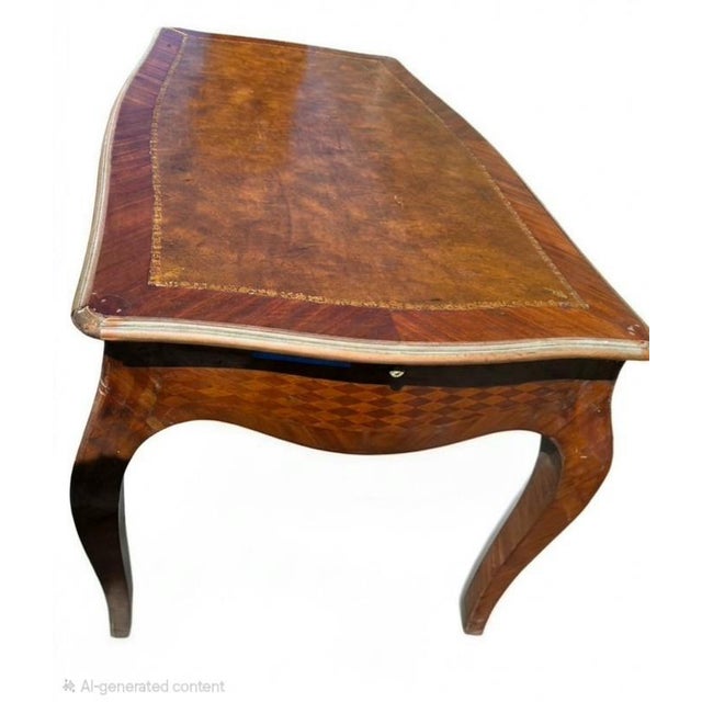 French Louis XV-style Bureau Plat (Flat-Top Writing Desk) Featuring a Leather-Insets Topp For Sale - Image 4 of 5