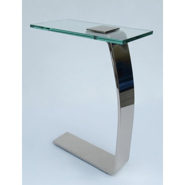 C.1980's D. I. A. (Design Institute for America) Cantilevered, Polished Nickel & Glass Top Accent/Occasional/Drinks Table For Sale - Image 9 of 12