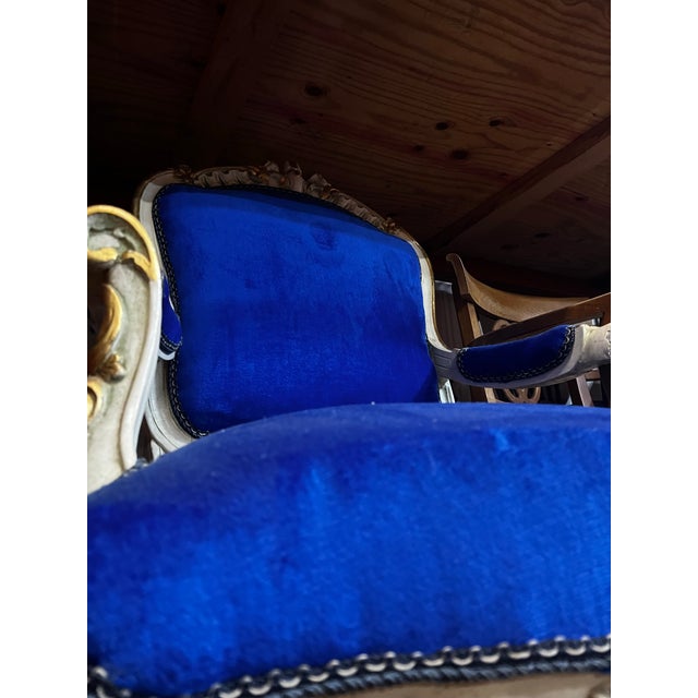 1980s Bright Blue Cushioned Accent Chair For Sale - Image 4 of 6