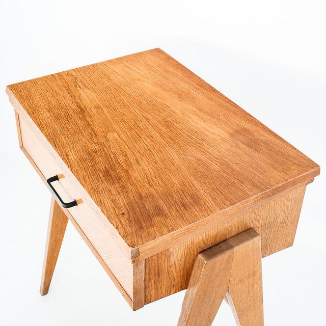 Vintage Oak Console or Side Table with Compass Legs, France, 1960s For Sale - Image 11 of 14