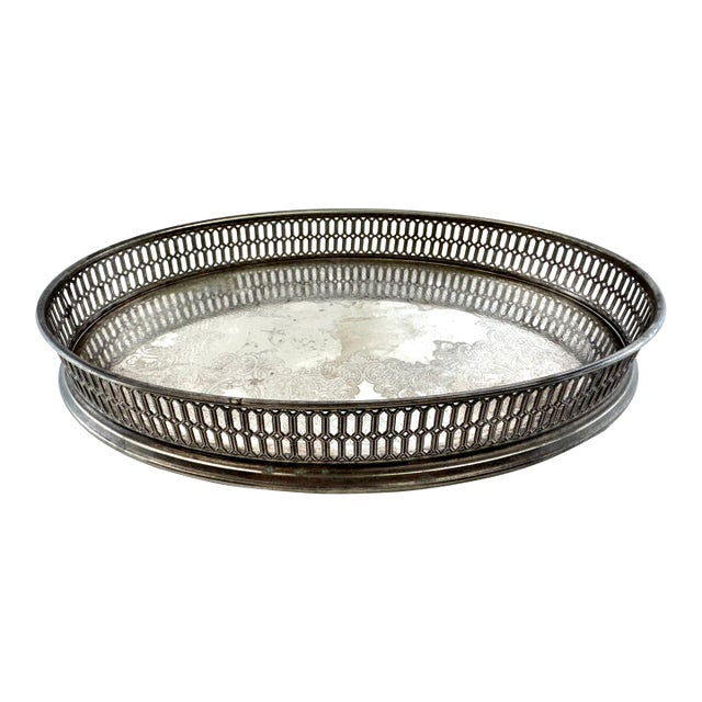 Vintage Italian Silverplate Pierced Gallery Tray by Wil For Sale