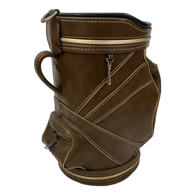 Golfers Leather Wastebasket For Sale