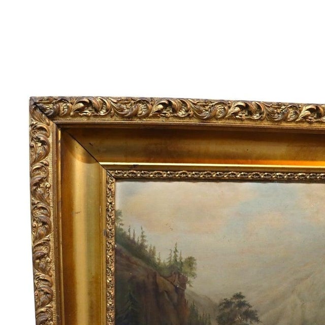 Hudson River School Oil on Canvas Landscape Painting C1890 For Sale - Image 6 of 11