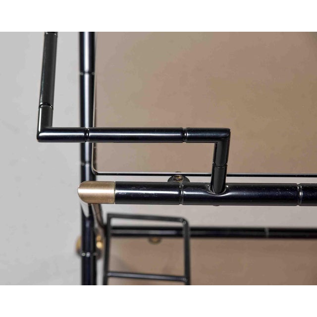 Mid-Century Italian Black Faux-Bamboo Bar Trolley For Sale - Image 10 of 12