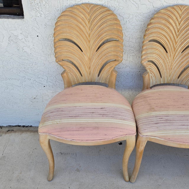 Vintage Venetian Grotto Style Carved Wood Palm Leaf Dining Chairs Set of 4 For Sale - Image 13 of 18