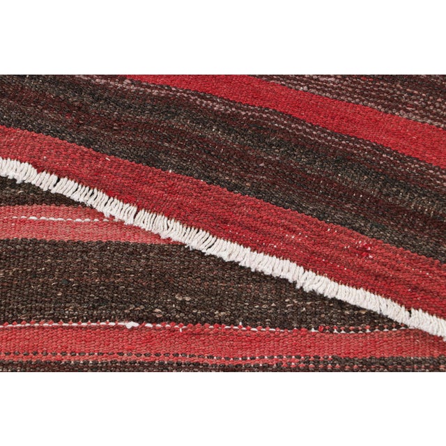 Textile Vintage Shahsavan Persian Kilim in Red and Brown Geometric Stripes - Rug & Kilim For Sale - Image 7 of 7