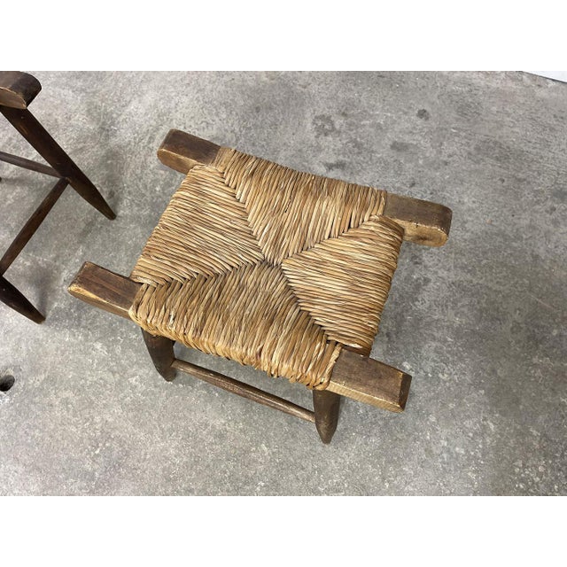 1950s Vintage Straw Stools, 1950s, Set of 2 For Sale - Image 5 of 9