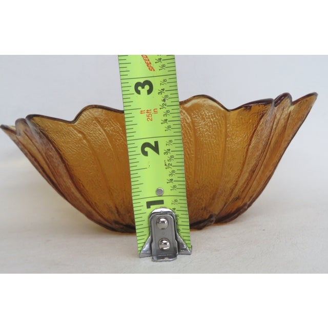 Amber Indiana Glass Co Amber Carnival Glass Sunflower Bowl Scalloped Petal Rim 5017b For Sale - Image 8 of 11