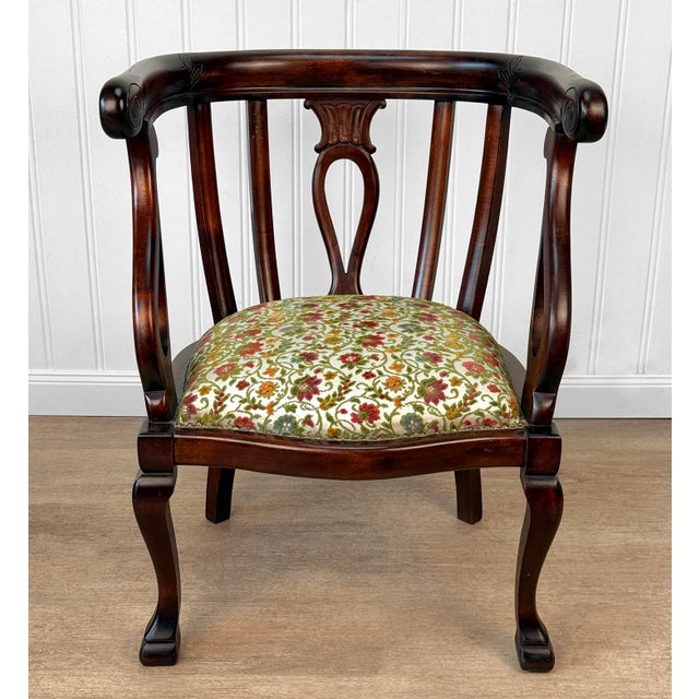Antique Traditional Edwardian Mahogany Parlor Club Chair For Sale - Image 4 of 13