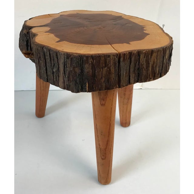 Vintage Live Edge Cedar Stool For Sale - Image 4 of 9