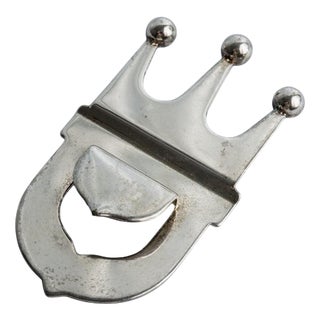 Vintage Silver-Plated Crown Bottle Opener, Italy, 1980s For Sale