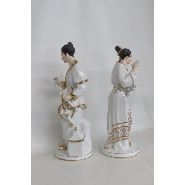 Andrea by Sadek 2 Porcelain Figures 6818 White and Gold Trim Made in Japan 4824b For Sale - Image 16 of 18
