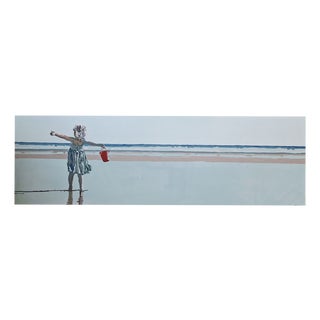 Joanna Woyda, The Beach: with a Red Bucket, 2026, Acrylic on Canvas For Sale