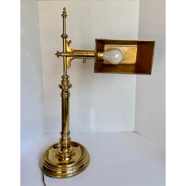 Chapman Manufacturing Company Vintage Brass Library Table Desk Lamp With Pierced Shade Attributed to Chapman For Sale - Image 4 of 12