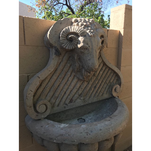 Hand Carved Cantera Stone Wall Water Fountain Rams Head Chairish