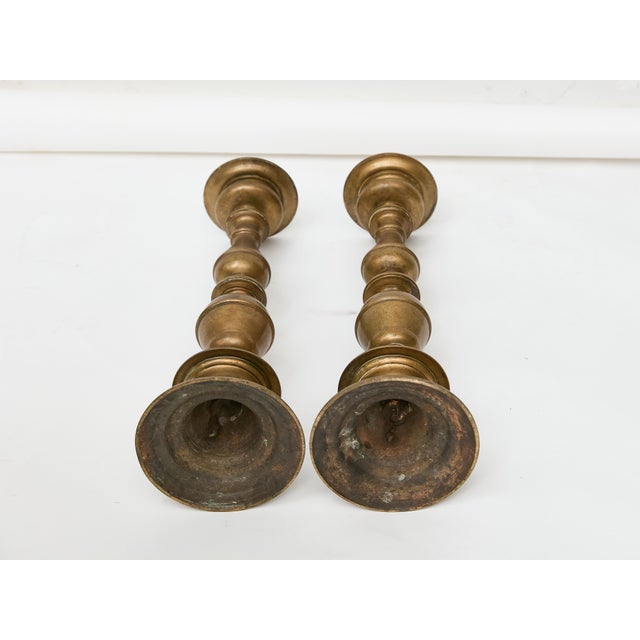 Pair of Tall 18th Century Italian Bronze Pricket Candlesticks For Sale - Image 12 of 12