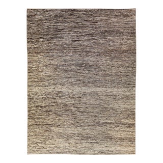 Contemporary Moroccan Style Wool Rug With Abstract Design in Brown For Sale