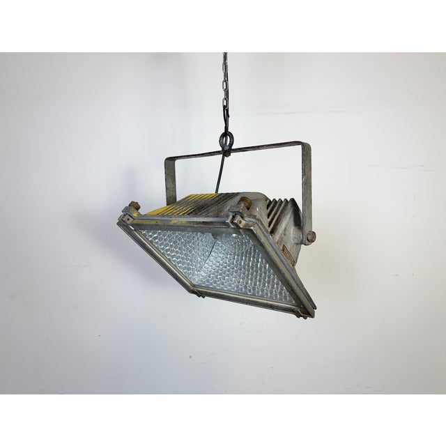 - vintage theatre spotlight made in former czechoslovakia during the 1980s - it features a grey cast aluminium body, an...