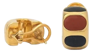 Red Jasper and Bloodstone Huggies, A Pair