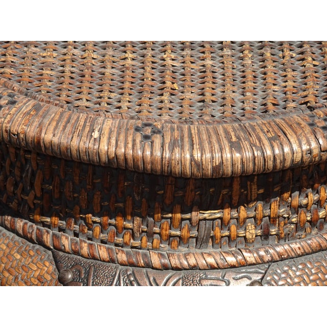 Vintage Mid Century Wicker End Table Side Table For Sale - Image 14 of 16