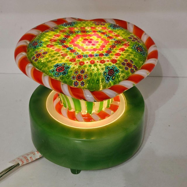 Art Deco Heart Shaped Piedouche Millefiori Art Glass Paperweight Lamp Light Large Heavy For Sale - Image 3 of 9