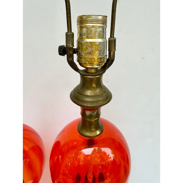 Vintage Stacked Glass Balls Table Lamps on Marble Base - a Pair For Sale - Image 4 of 12