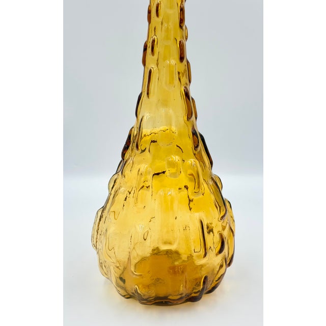 1950s Vintage Italian Empoli Amber Glass Decanter Genie Bottle Bud Vase No Stopper For Sale - Image 5 of 8