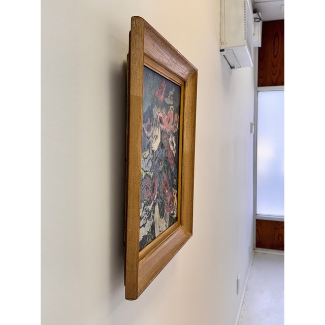 French Modernist Oil on Canvas Still Life of Anemones, Nice, France A charming French oil on canvas depicting a vibrant...