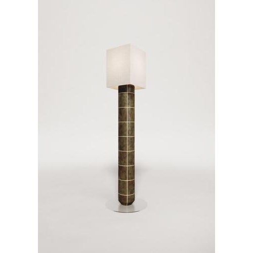 Navazi large floor lamp in ceramic, linen & frosted glass by svitanok one of a kind. Dimensions: ø 16 x h 145 cm....