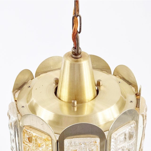 Metal Mid-Century Scandinavian Glass Pendant/Ceiling Light From Vitrika, Denmark, 1960s For Sale - Image 7 of 8