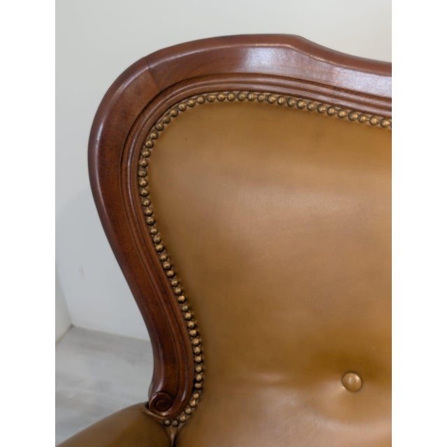 Beige Chippendale Leather Two-Seater Sofa, 1960s For Sale - Image 8 of 17