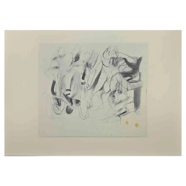 Willem De Kooning, Figures with Bicycle, Offset Lithograph, 1980s For Sale