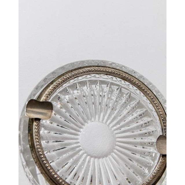 Art Deco Textured Crystal Ashtray with Silver-Plated Rim, 1920s For Sale - Image 9 of 11