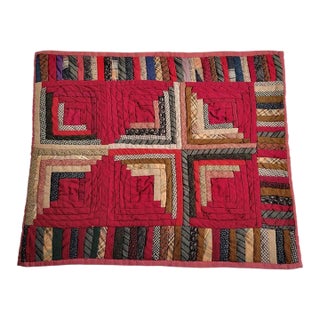 19Thc Wool Log Cabin Doll Quilt For Sale