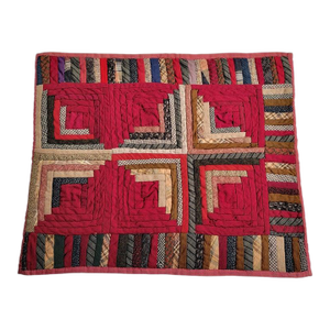 19Thc Wool Log Cabin Doll Quilt