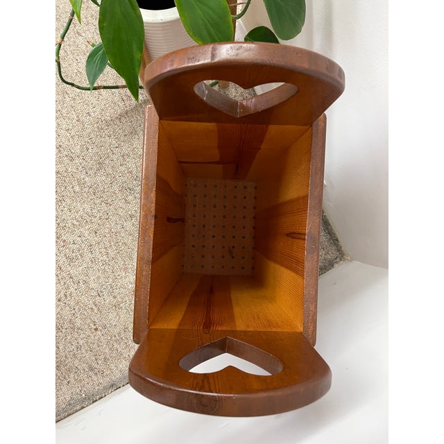 Vintage Handcrafted Wooden Umbrella Stand With Heart Cutout Handles For Sale In Seattle - Image 6 of 10