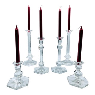 Late 20th Century Val Saint Lambert Gorgeous Collection of Six Crystal Candlesticks - Set of 6 For Sale