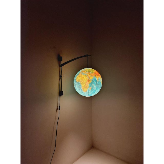 Wood Vintage German Teak Globe Wall Lamp, 1960s For Sale - Image 7 of 11