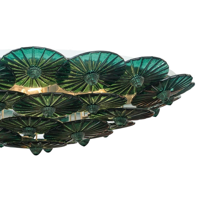 Teal Deep Teal Venetian Glass Flush Mount by Carlo Nason, Murano, Italy For Sale - Image 8 of 9