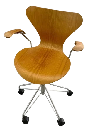 Arne Jacobsen for Fritz Hansen (Knoll) Series 7 Swivel Desk Chair on Casters