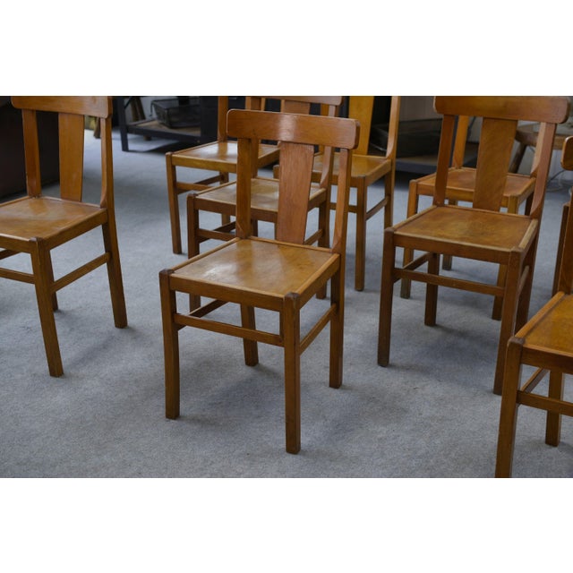 Vintage Beech Bistro Chairs, 1950s, Set of 10 For Sale - Image 14 of 15
